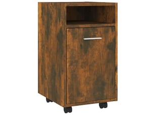 Armoire appoint à roues chêne fumé 33x38x60cm bois d'ingénierie