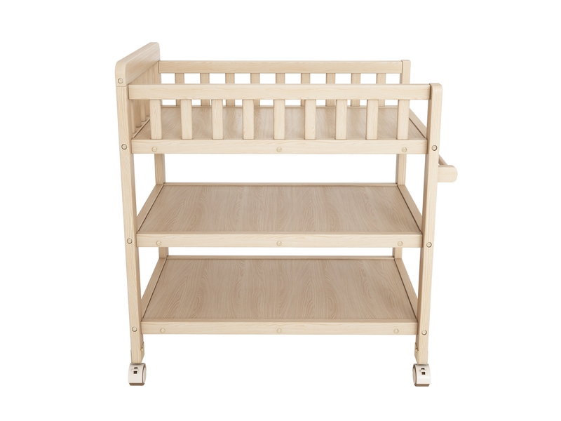  Table à langer 2-en-1 mobile avec rangements, 89 x 58 x 102 cm, bois de pin et mdf naturel  - Conforama R