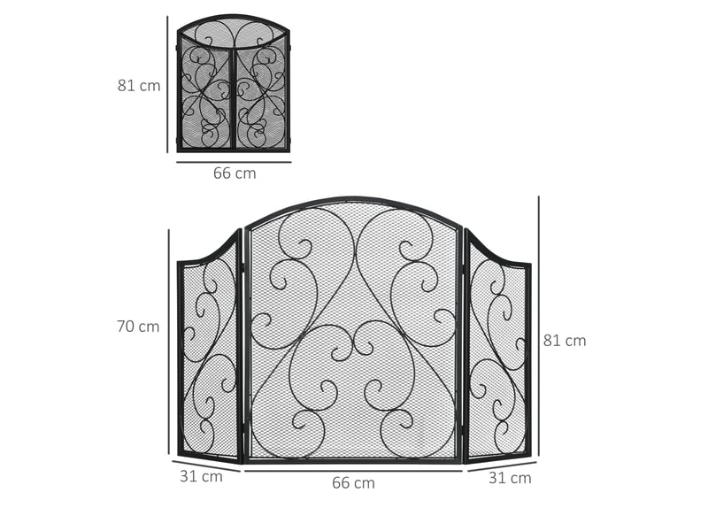  Grille de cheminée pliable 3 panneaux design vintage métal noir pour protection sécurisée  - Conforama C