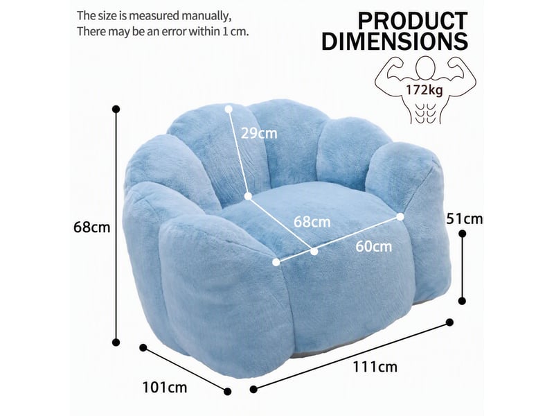  Fauteuil lotus 101x111x68 cm en velours bleu  - Conforama E