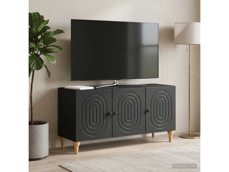  Meuble tv - banc tv - meuble de rangement 99 x 34,5 x 50 cm noir bois d'ingénierie  - Conforama D