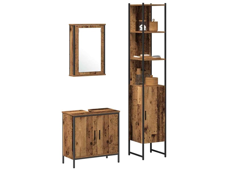  Ensemble de mobilier de salle de bain 3 pièces marron cf64475  - Conforama C