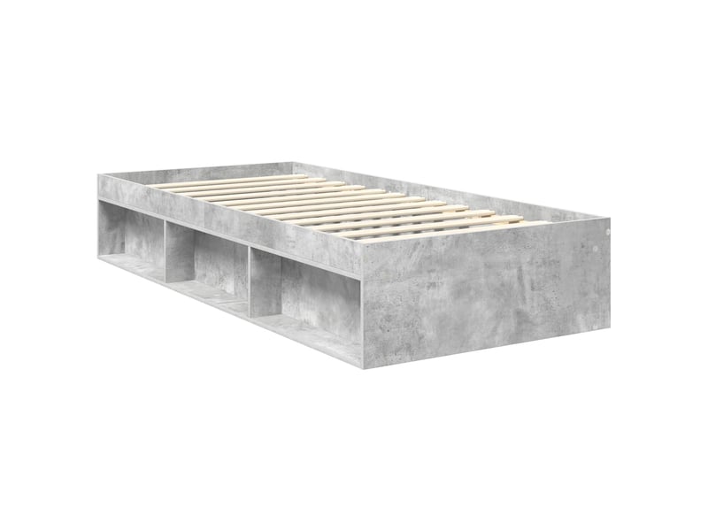 Lit simple- lit adulte - cadre de lit uni gris béton 90 x 190 cm bois de pin massif - Conforama D