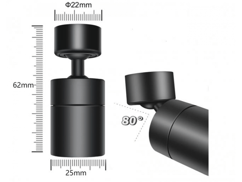  Aérateur de robinet (noir), robinet de cuisine pivotant à 360°, 2 modes d'économie d'eau pour évier de cuisine et robinet de salle de bain  - Conforama C