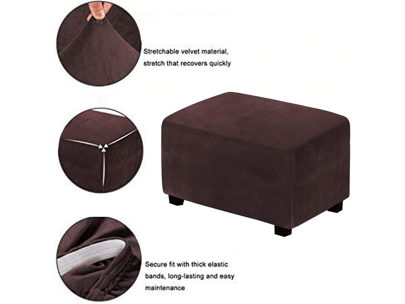  Housse de coussin - marron foncé housses de pouf extensibles housse ottomane en velours housse de repose - pieds rectangle housse de protection pour repose - pieds OGSMN003279LSY - Conforama C