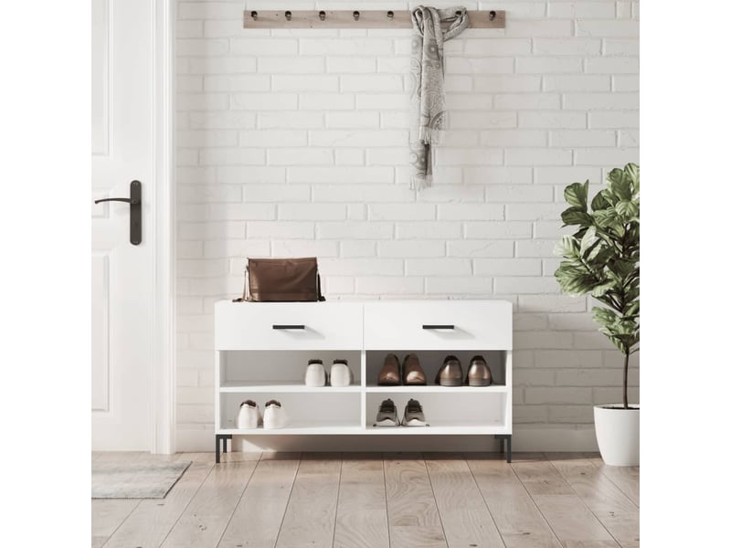  Banc à chaussures, meuble à chaussures blanc 102x35x55 cm bois d'ingénierie shl5645  - Conforama B