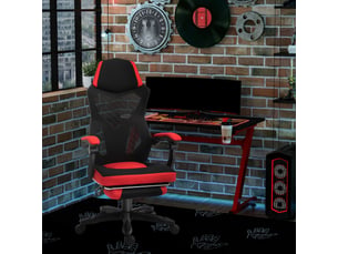 Fauteuil gaming ergonomique réglable avec repose-pieds – noirrouge – 58×72×112–122 cm – bureau et gaming