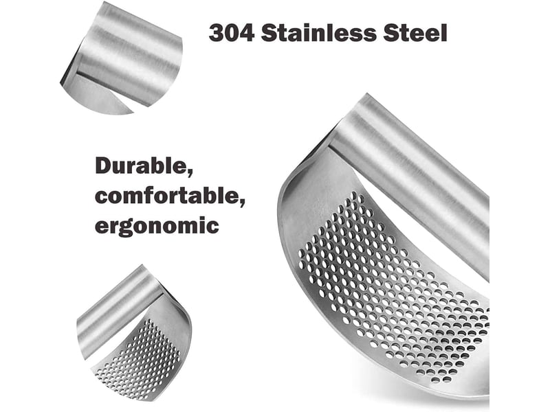  Presse-ail inox manuel - découpe et écrase ail - acier inoxydable de qualité supérieure - design innovant à bascule - facile à utiliser  - Conforama D