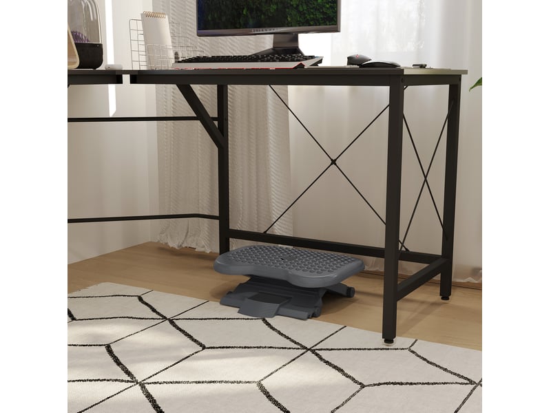  Repose-pieds de bureau 46x35 cm gris foncé en plastique, hauteur réglable 11 à 17 cm et inclinaison 30°  - Conforama B