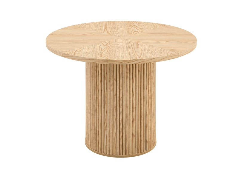 Table ronde, 100 cm, table repas table à manger, pratique, plateau mdf et bois, piètement métal, coloris bois naturel - Conforama A