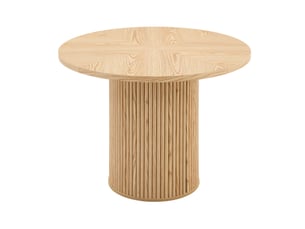 Table ronde, 100 cm, table repas table à manger, pratique, plateau mdf et bois, piètement métal, coloris bois naturel