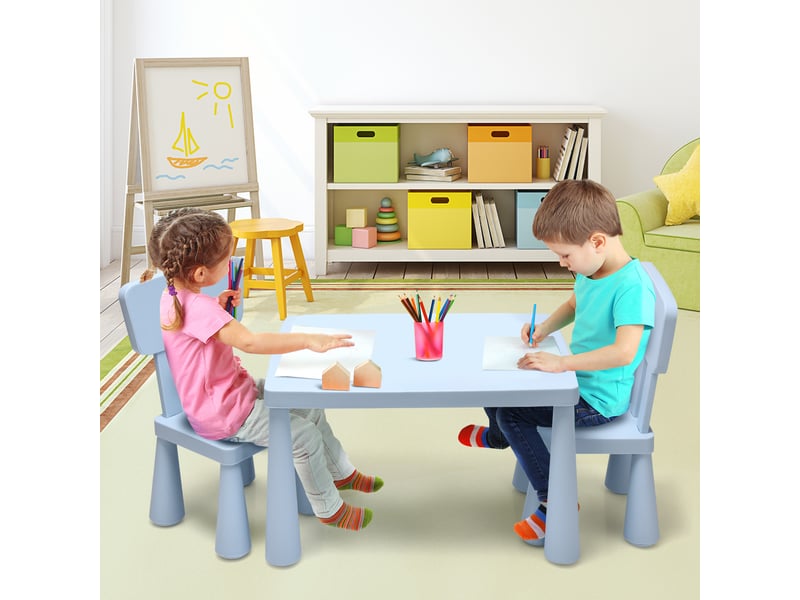 Table Et 2 Chaises Pour Enfant 1-3 Ans - Bois Naturel, Plateau Spacieux, Rangement Intégré - Pour Jeu, Repas, Bricolage