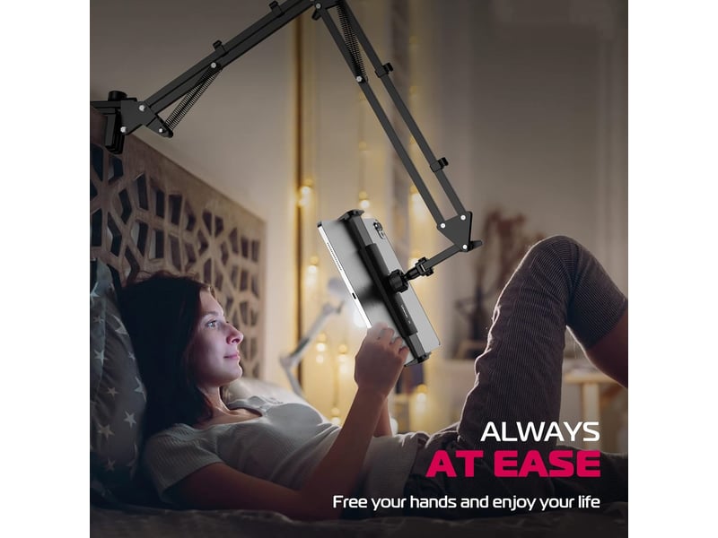  Support tablette lit rotatif à 360° bras en aluminium pour porte tablette  - Conforama D