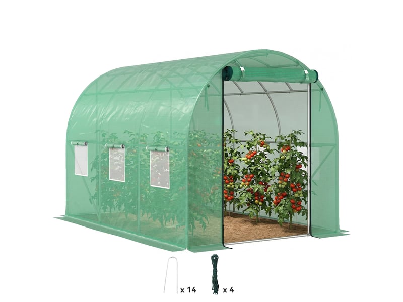 Serre de jardin, serre tunnel en acier galvanisé vert 300x200x195cm - Conforama B