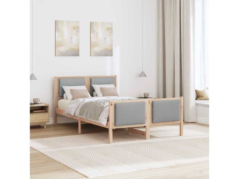 Lit double- lit adulte -  cadre de lit avec tête de lit gris clair 120 x 190 cm tissu  - Conforama C