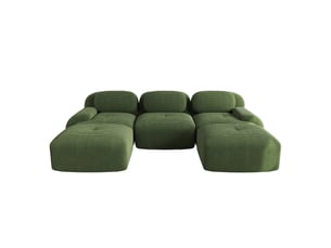 Canapé modulaire u avec 2 méridiennes, confortable en velours côtelé mousse à mémoire de forme,sans assemblage vert