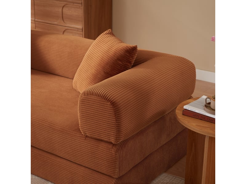 Canapé convertible 1 place terracotta - canapé-lit compact avec revêtement en velours et structure modulaire pour salon ou chambre - Conforama D