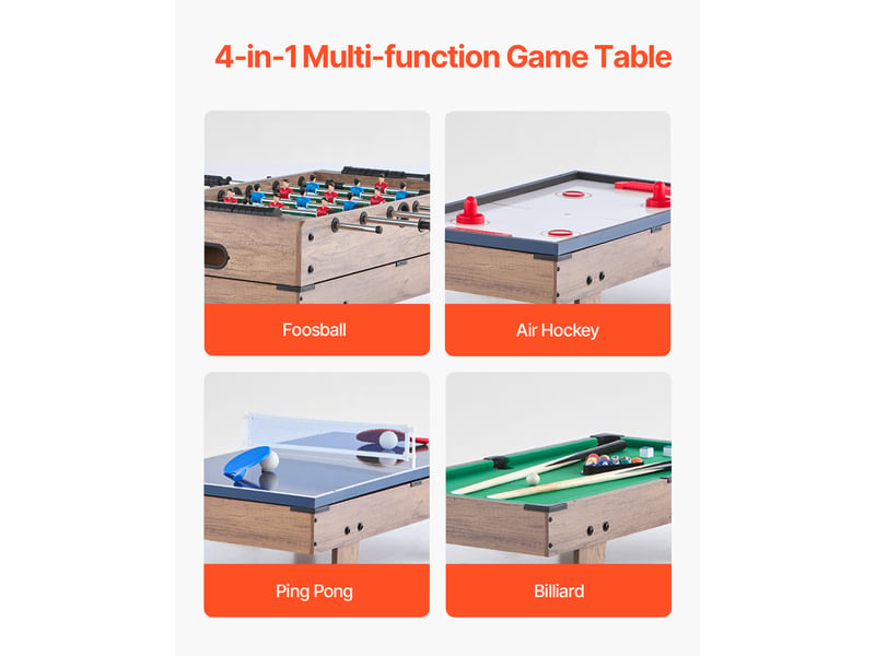  Vevor table de hockey sur air 82 cm 4 en 1 avec billard ping-pong pour famille  - Conforama B