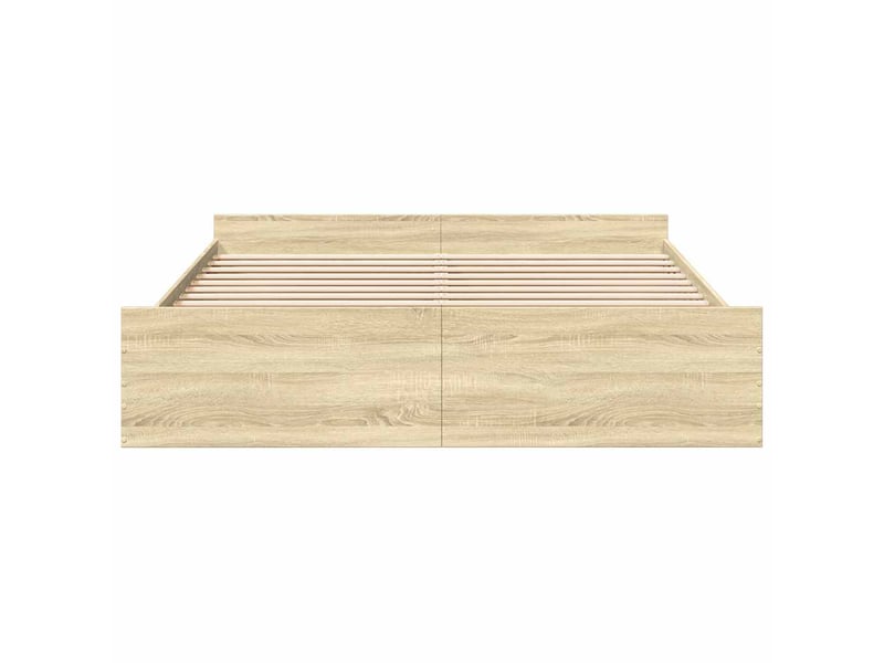 Lit double- lit adulte - cadre de lit avec tiroirs sans matelas chêne sonoma 200x200 cm - Conforama C