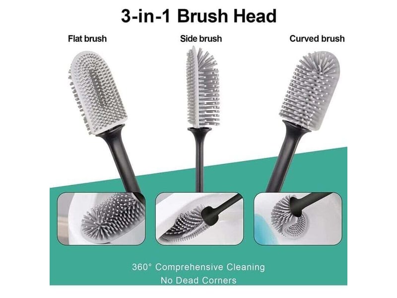  Enowelir brosse wc en silicone multifonction 3 en 1 avec support murale à séchage rapide pour salle de bain  - Conforama D