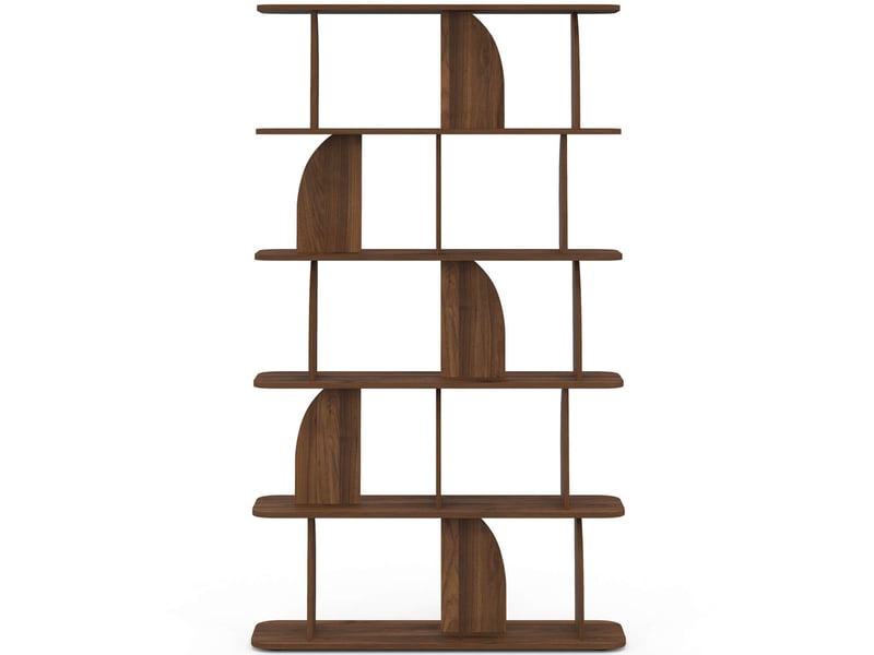  Etagère 5 niveaux japandi edith asymétrique effet noyer design arrondi  - Conforama C