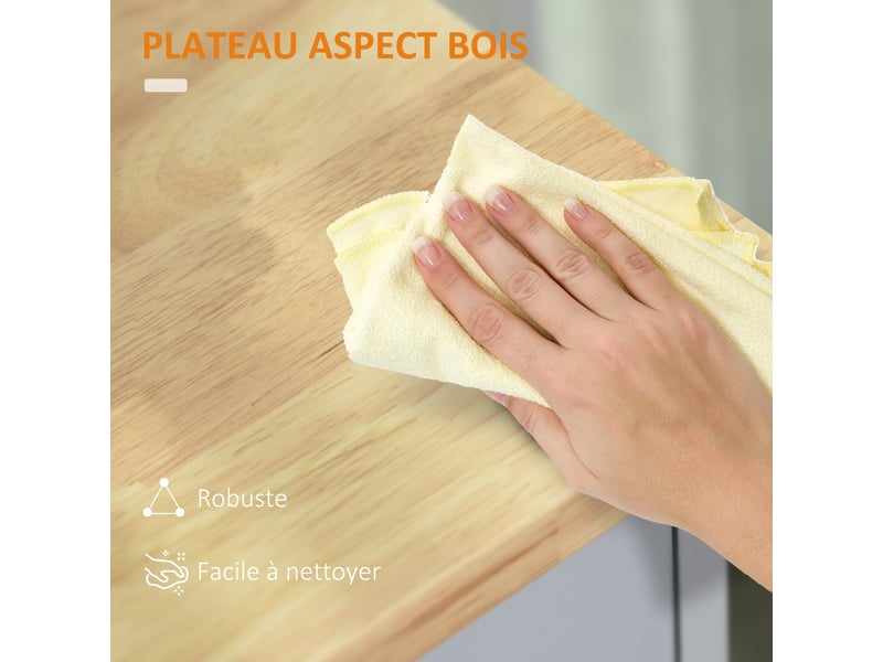  Desserte de cuisine sur roulettes chariot de ilot service de cuisine avec tiroir de placard et porte-torchons - gris  - Conforama R