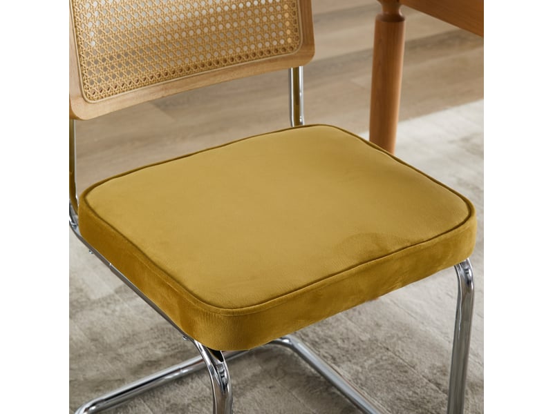  Lot de 2 chaises de salle à manger en velours doré et rotin W3223P339314 - Conforama E