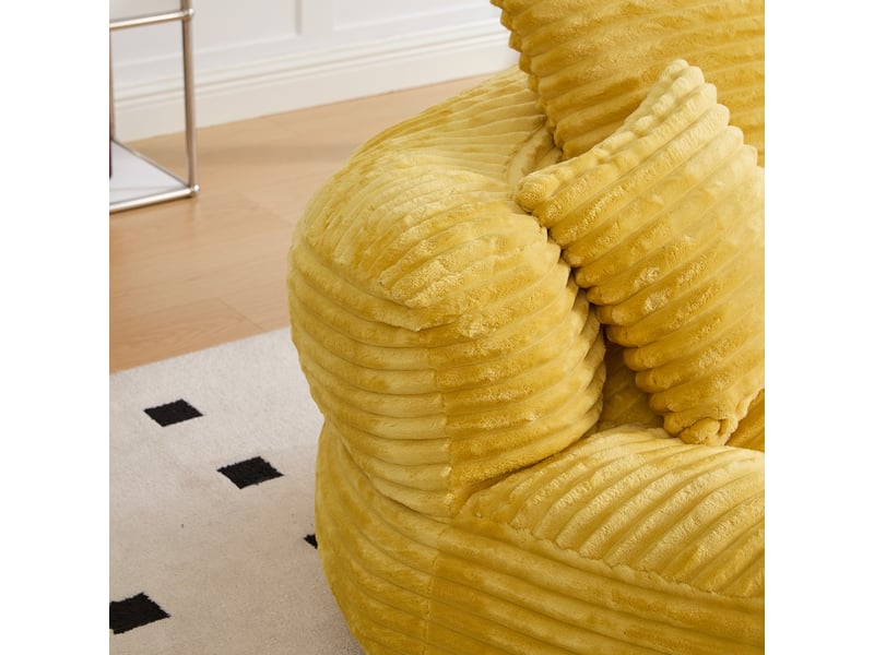  Canapé en velours côtelé moutarde avec dossier haut, accoudoirs et rangement intégré 108x108x52 cm  - Conforama R