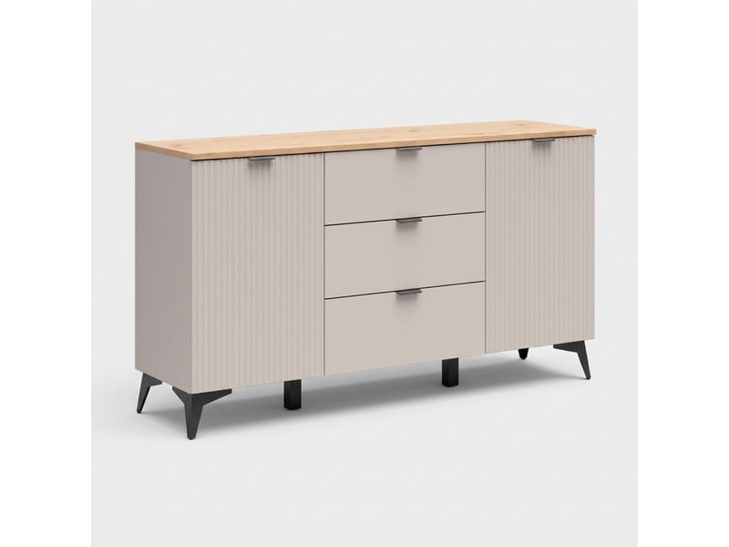  Buffet commode 2 portes 3 tiroirs avec pieds en métal velton  - Conforama D