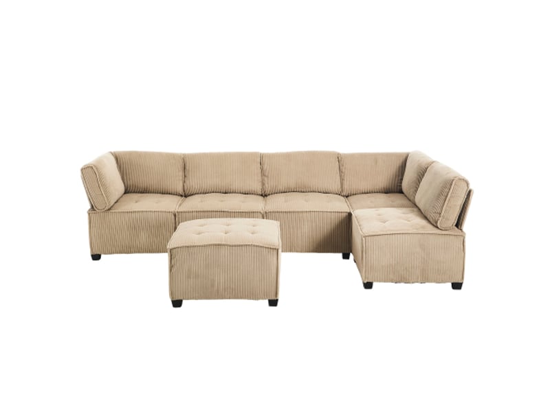  Canapé modulaire 6 places - tissu côtelé - ergonomique - poches de rangement - flexible en ulcanapé-lit beige - Conforama A