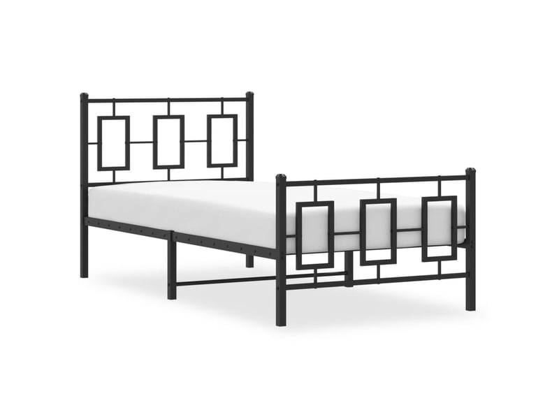  Lit simple- lit adulte -  cadre de lit métal sans matelas avec pied de lit noir 90x200 cm  - Conforama C