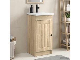 Meuble salle de bain avec évier, meuble de rangement chêne sonoma shl187