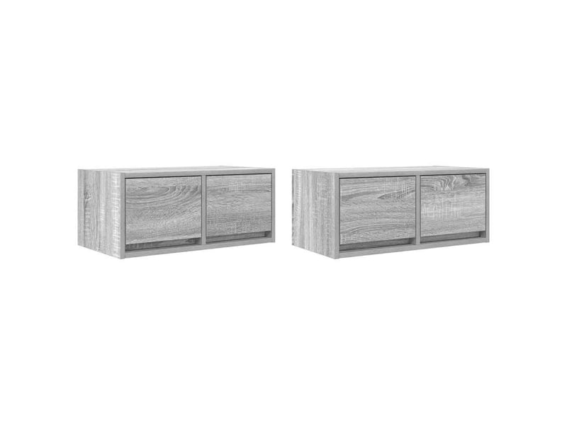  Meubles tv - banc tv - meuble de rangement 2 pcs sonoma gris 60x31x25,5 cm bois d'ingénierie  - Conforama A