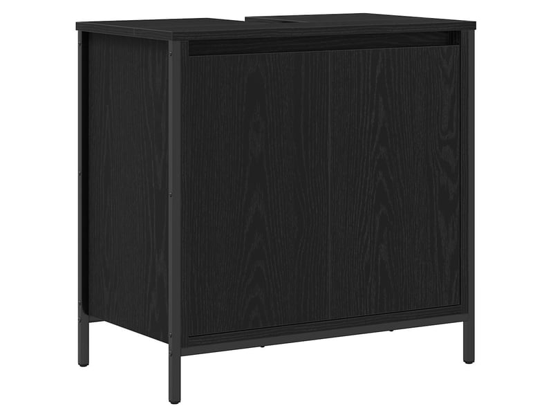  Meuble sous-vasque salle de bain, meuble de rangement noir 60x34.5x60 cm  - Conforama A