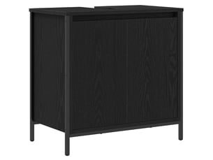Meuble sous-vasque salle de bain, meuble de rangement noir 60x34.5x60 cm