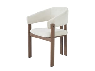 Lot de 6 chaises de salle à manger 61,5x52,5x83 cm, design contemporain, avec accoudoirs, métal, tissu en lin, teinte noyer+beige