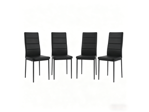 Lot de 4 chaises essuie avec haut dossier - noir, cuir synthétique et métal
