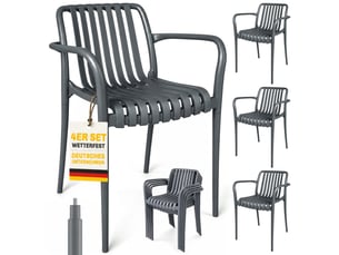 Lot de 4 chaises de jardin empilables avec accoudoirs gris foncé 55 x 58,5 x 81,5 cm