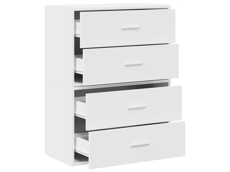  Lot de 2 armoire à tiroirs, commode avec 4 tiroirs blanc 60x31x40cm bois d'ingénierie  - Conforama E