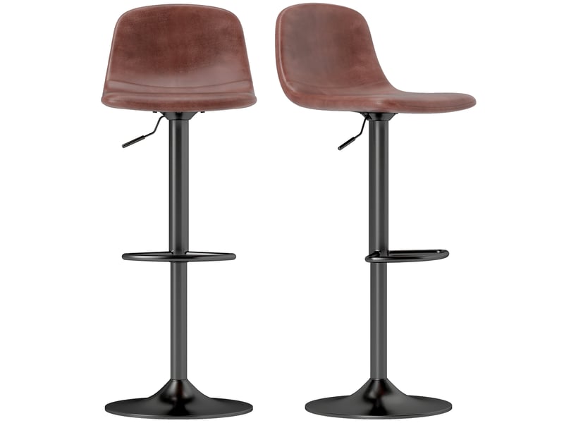  Lot de 2 tabourets hauts réglables à 360° avec dossier et repose-pieds pour cuisine, bar ou salle à manger, 40,5 x 44 x 84-104 cm, marron  - Conforama A