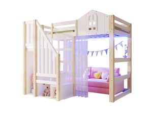 Lit mezzanine 90x200 cm <strong>OKWISH</strong>  <strong></strong> coloris blanc