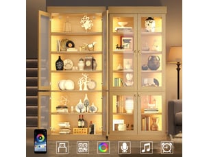 Vitrine coloris naturel 5 étagère(s) <strong>DESMIU</strong> <strong></strong> - 80 cmx180 cm