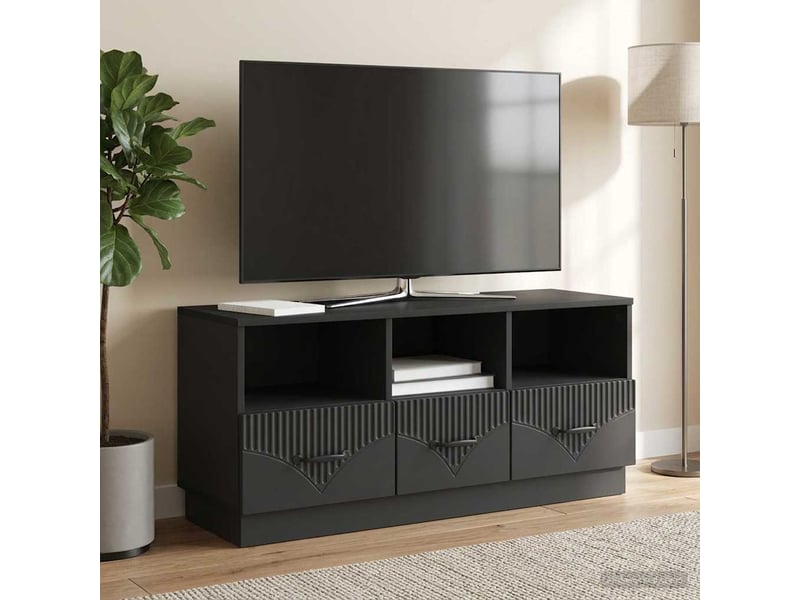  Meuble tv - banc tv - meuble de rangement avec tiroir noir 102 x 34,5 x 47 cm bois d'ingénierie  - Conforama D