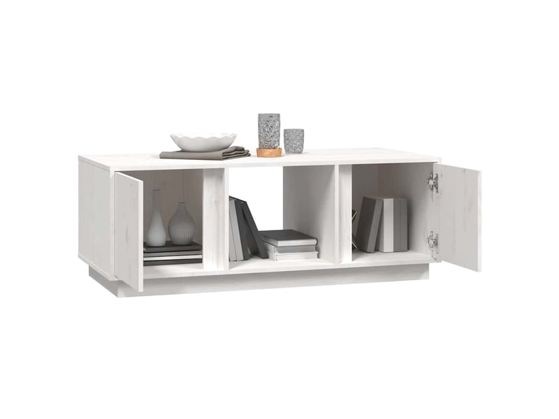  Table basse - table de salon - table à thé blanc 110x50x40 cm bois massif de pin  - Conforama D