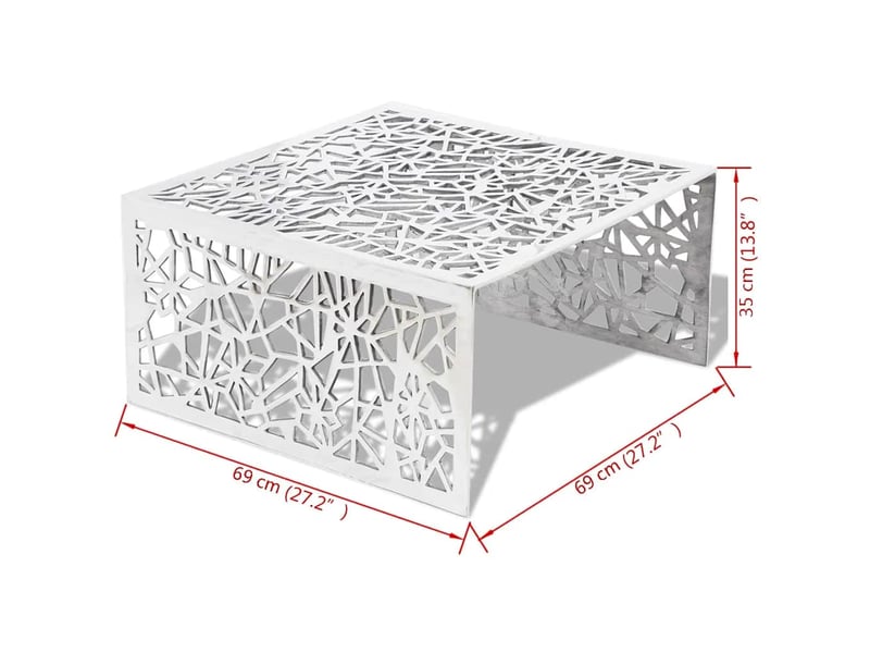  Table basse - table de salon - table à thé argentée design géométrique aluminium  - Conforama E
