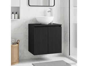 Vanité de lavabo mural, meuble de rangement noir 49.5x41x64.5 cm