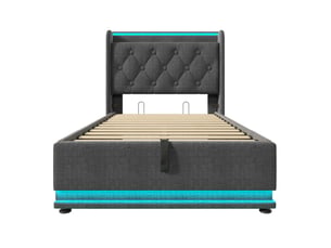 Lit coffre 90x200 cm DZMDIP   coloris gris