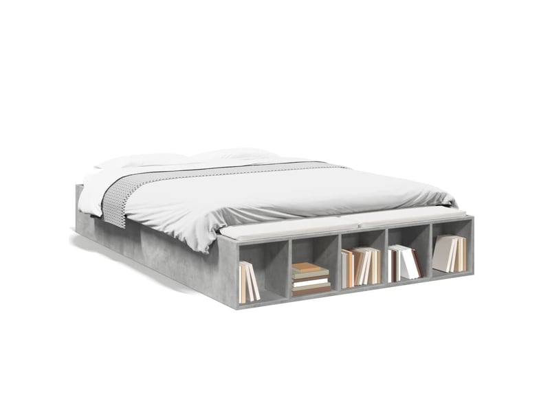  Lit double- lit adulte -  cadre de lit sans matelas gris béton 120x190 cm  - Conforama A