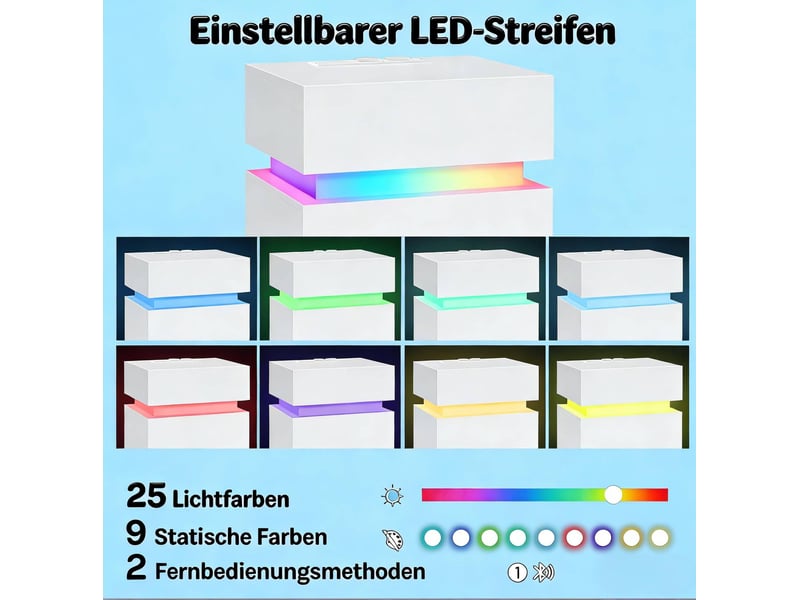 Table de chevet 35x40x55 cm avec éclairage led réglable bois blanc - Conforama D