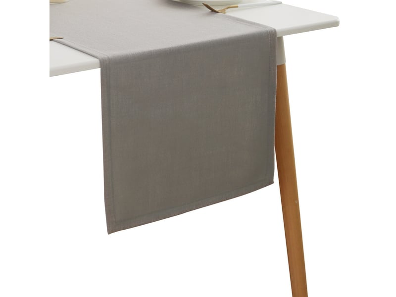  Chemin de table élégant - 30x140 cm - effet lin déperlant et imperméable - gris clair  - Conforama A